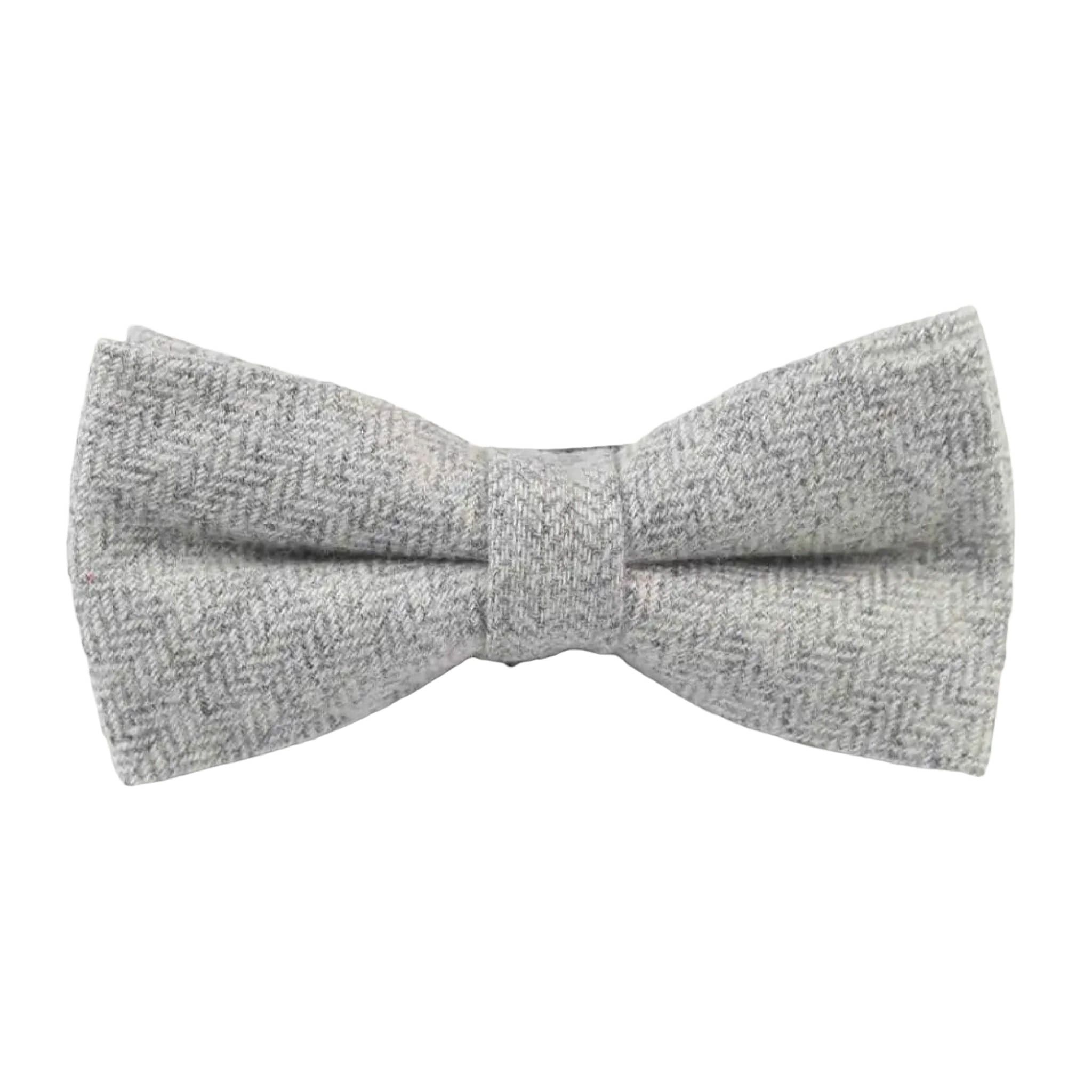 Gray Herringbone Bow Tie