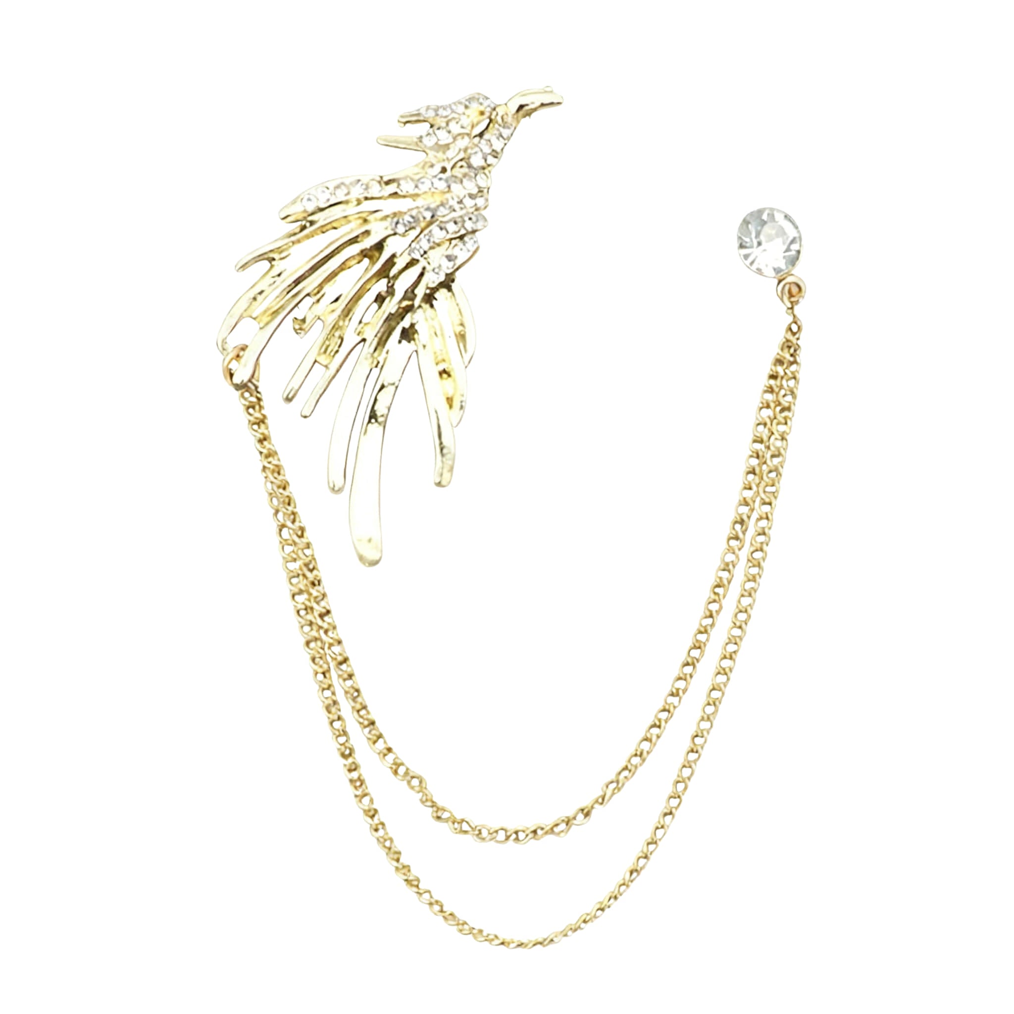 Gold White Feather Lapel Pin