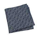 Navy Blue White Geometric Pocket Square