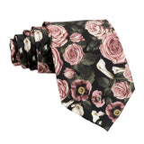 Black Pink Floral Necktie
