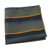 Dark Green Blue Striped Pocket Square