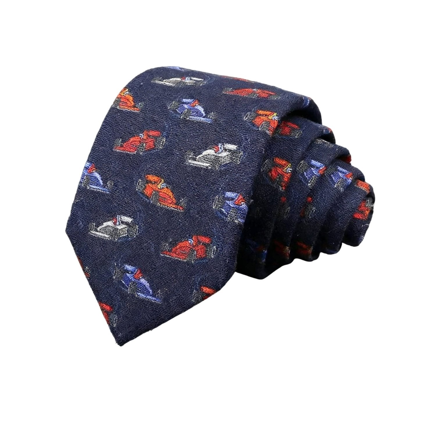 Navy Blue With Colorful F1 Cars Necktie