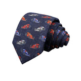 Navy Blue Red Car Necktie