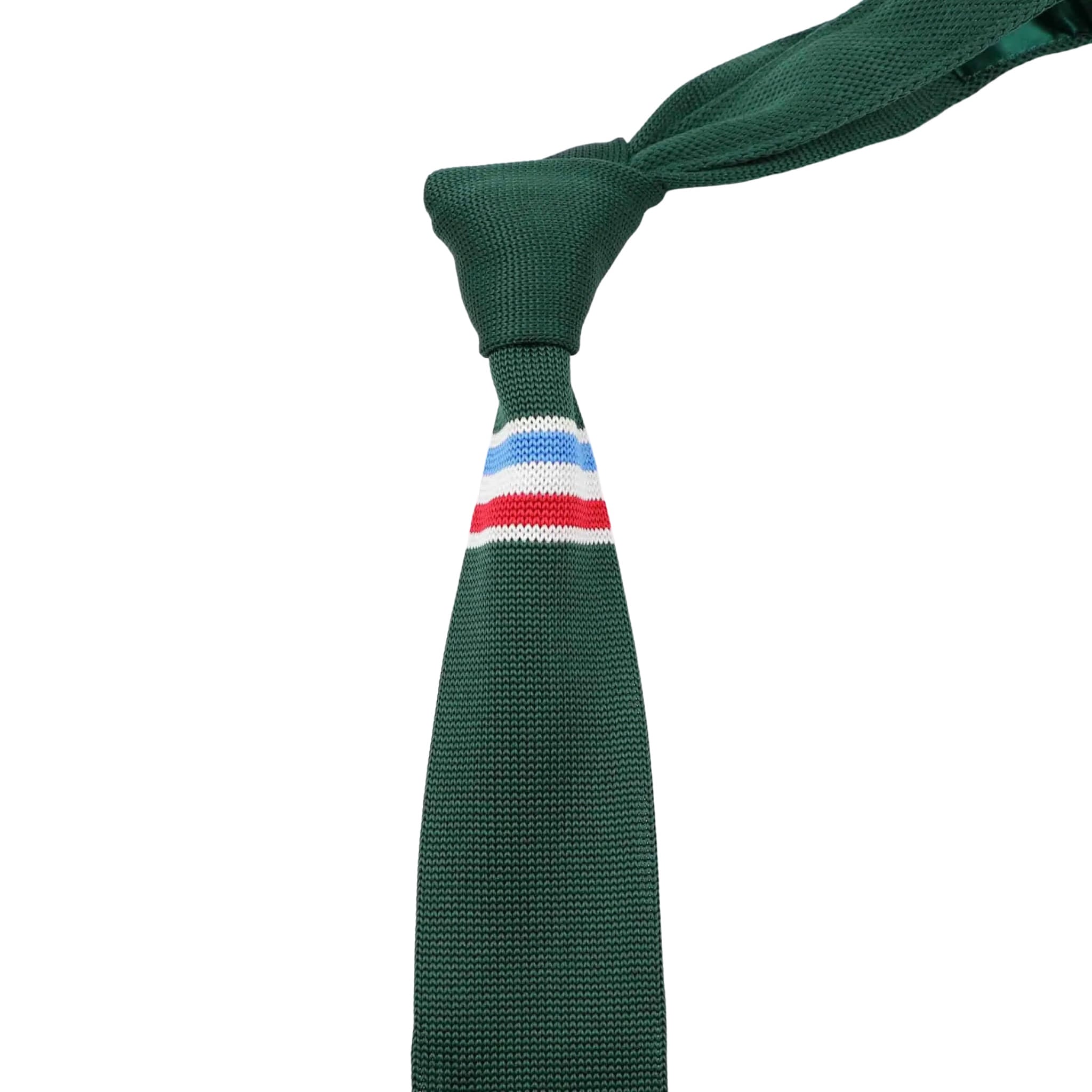 Green White Red Blue Striped Knitted Tie