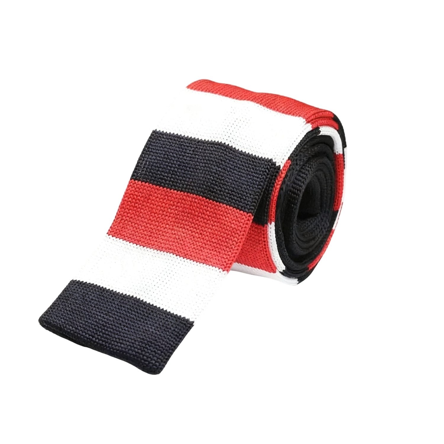 Red with White Black Striped Necktie