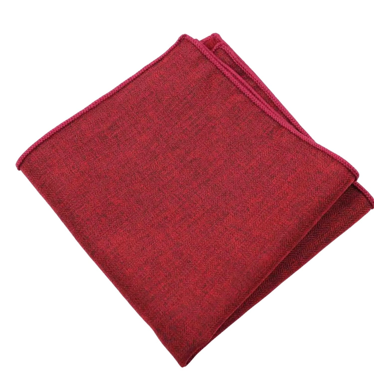 Burgundy With Dark Speckled Herringbone Pocket Square