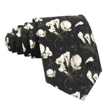 Black White Floral Necktie