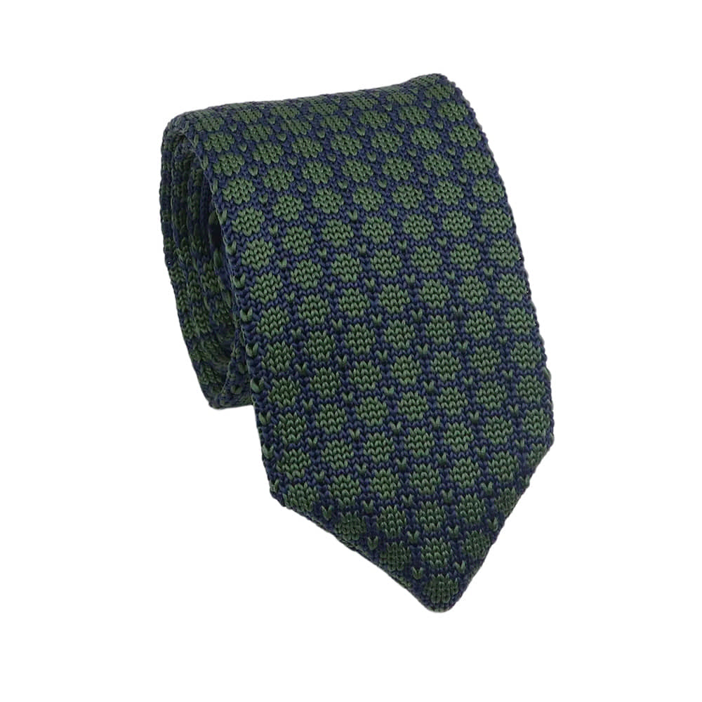 Green Navy Blue Checkered Necktie