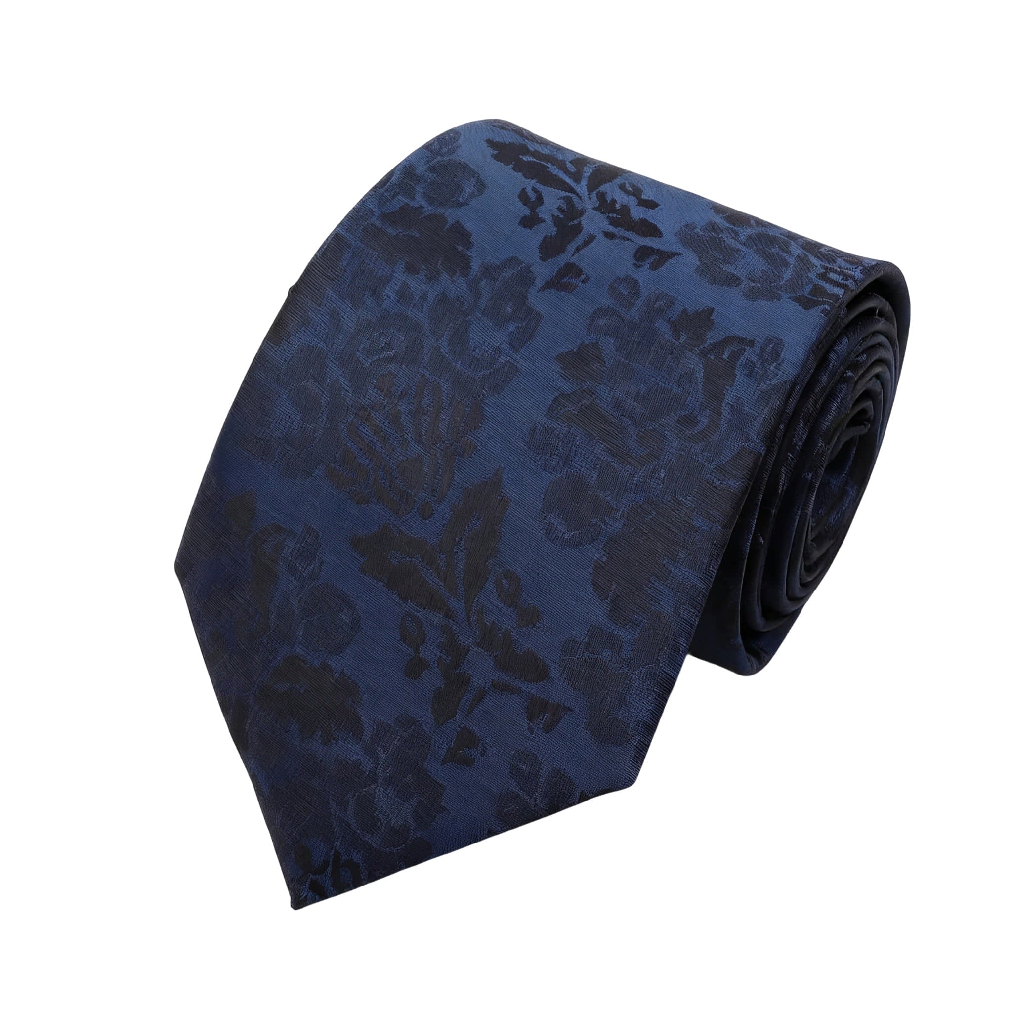 Navy Blue Black Floral Necktie