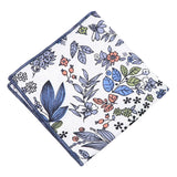 White Blue Floral Pocket Square