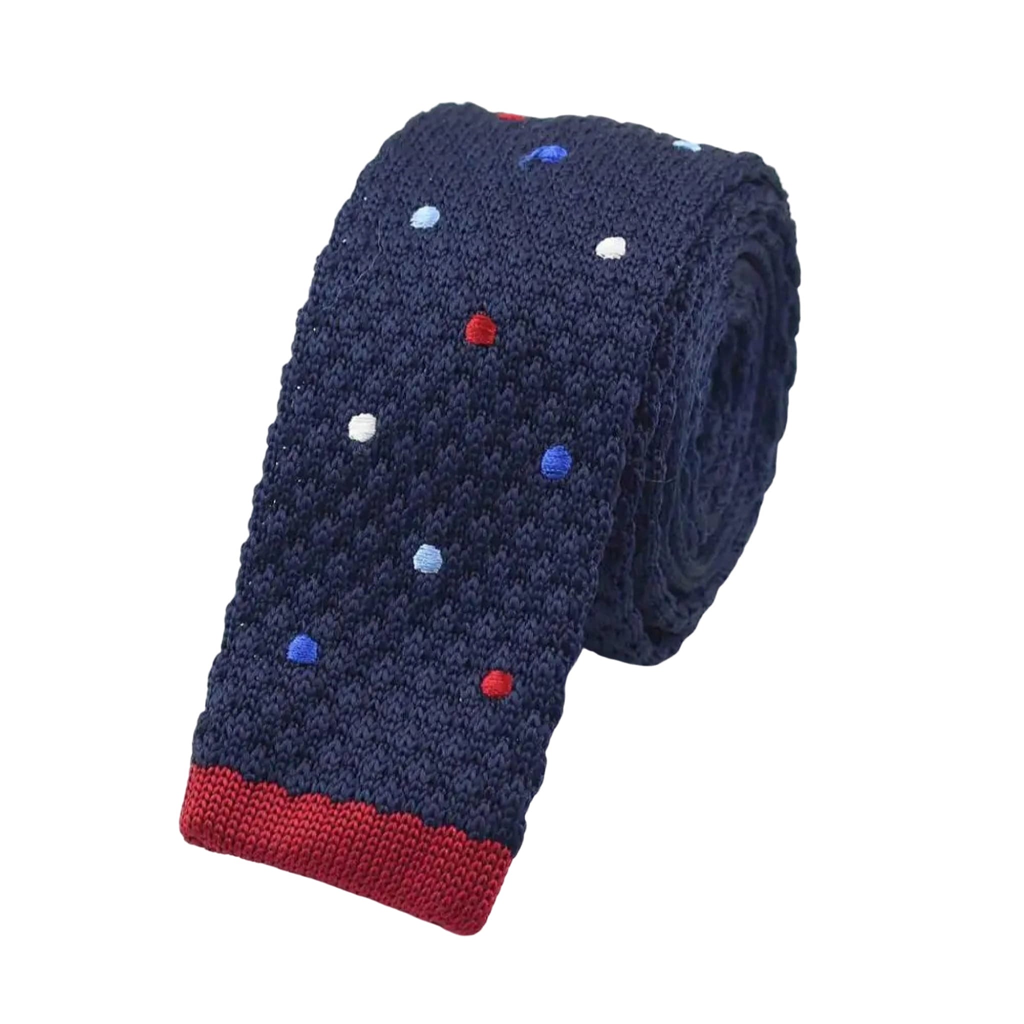 Navy Multicolored Dot Knitted Tie