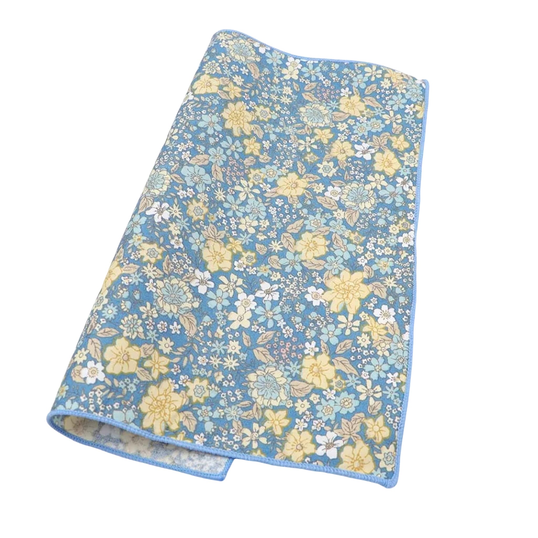 Light Blue Yellow Floral Pocket Square