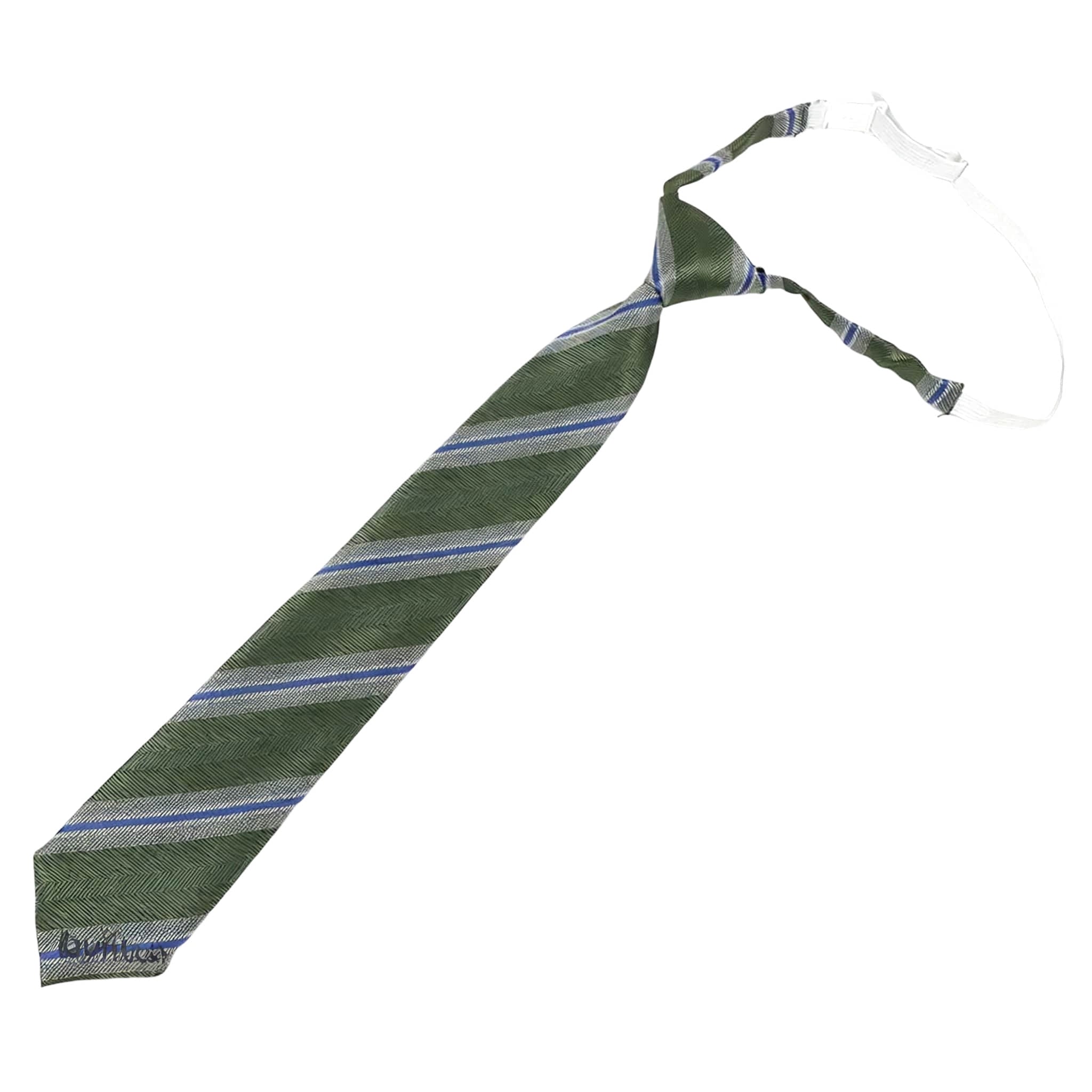 Olive Green Blue Striped Necktie