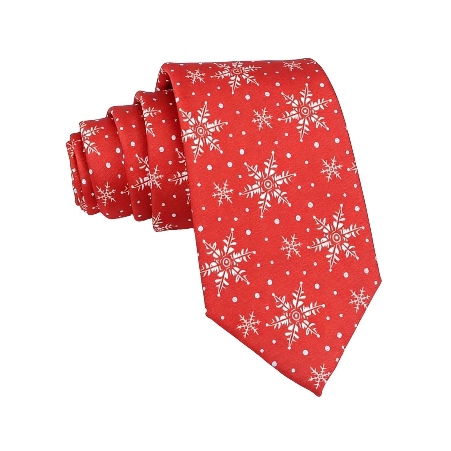 Red With White Snowflake Dot Necktie