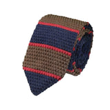 Brown Navy Red Stripe Knitted Necktie