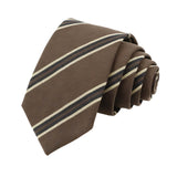 Brown White Striped Necktie