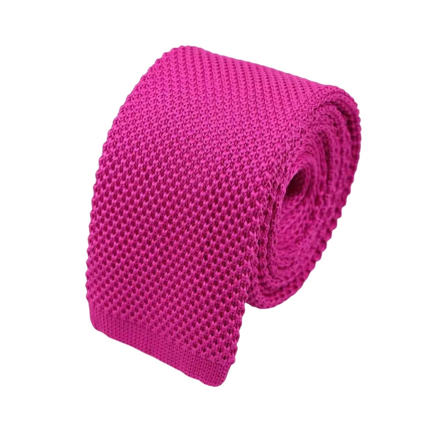 Bright Pink with Bright Pink Knitted Pattern Necktie