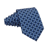 Navy Blue Light Blue Chain Necktie