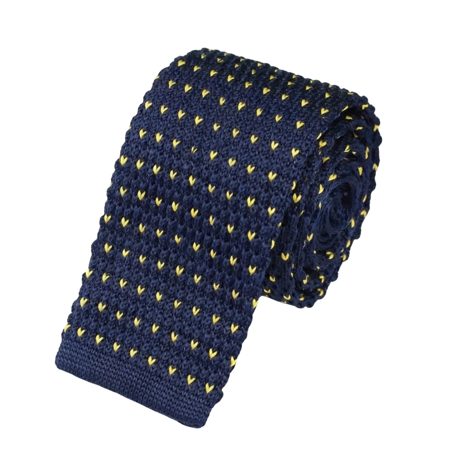 Navy Blue Necktie With Yellow Heart