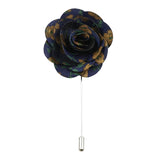 Navy Blue Gold Floral Lapel Pin