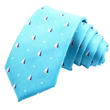 Light Blue White Sailboat Necktie