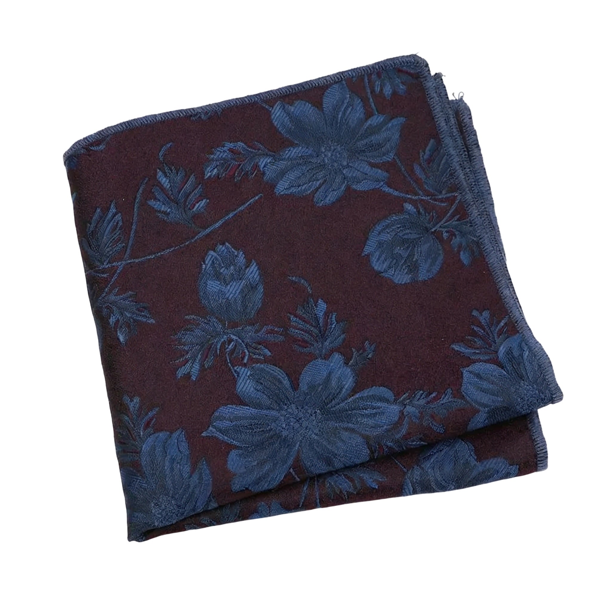 Burgundy Blue Floral Pocket Square