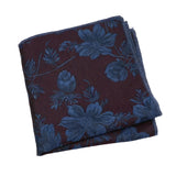 Burgundy Blue Floral Pocket Square