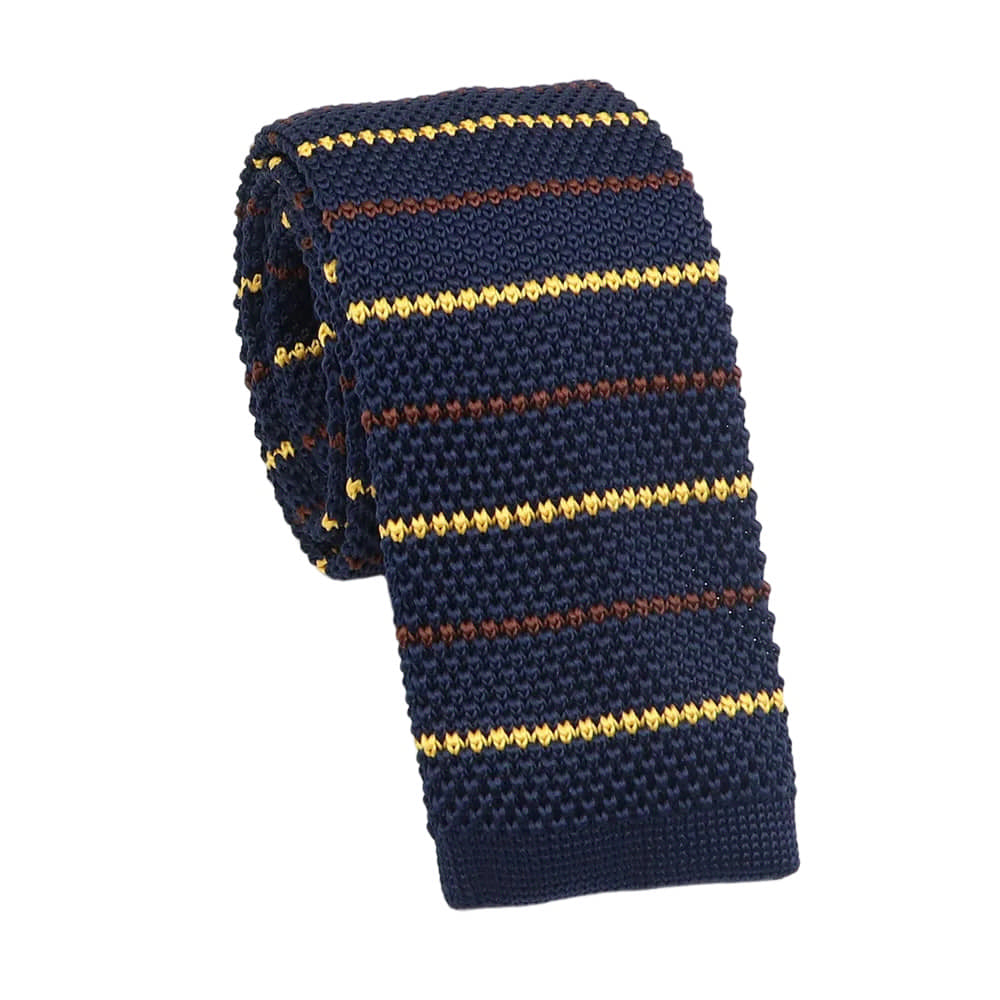 Navy Blue Yellow Striped Necktie