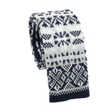 Navy Blue White Geometric Necktie