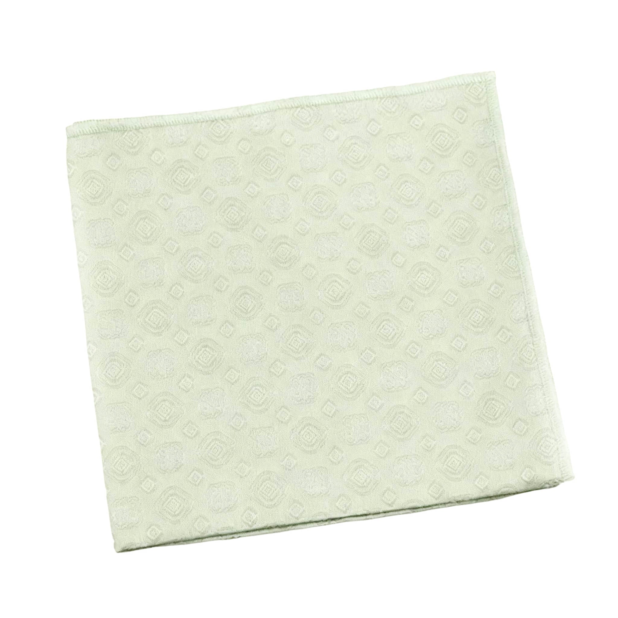 Pale Green White Geometric Pocket Square