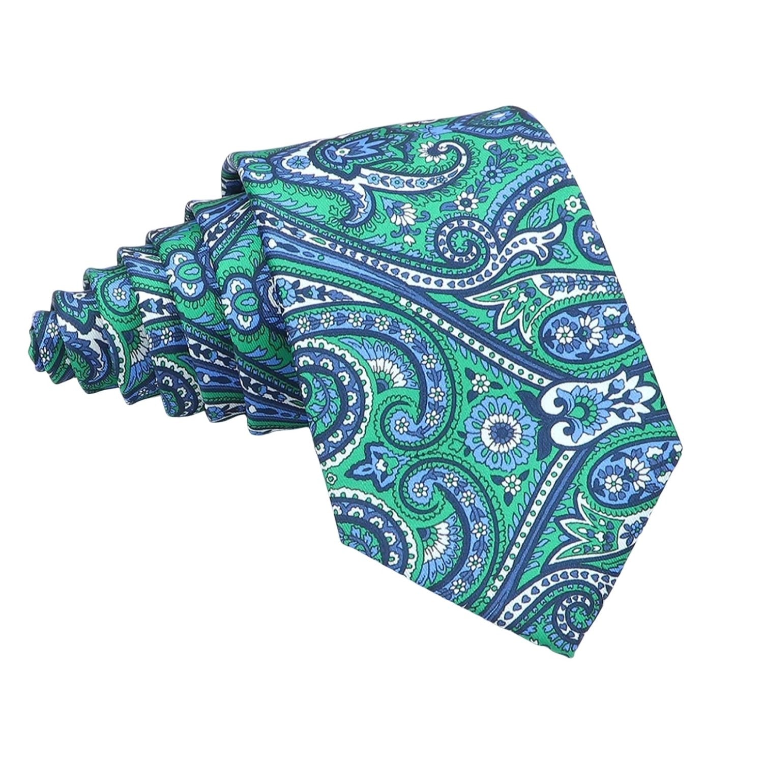 Green With Blue Paisley Necktie