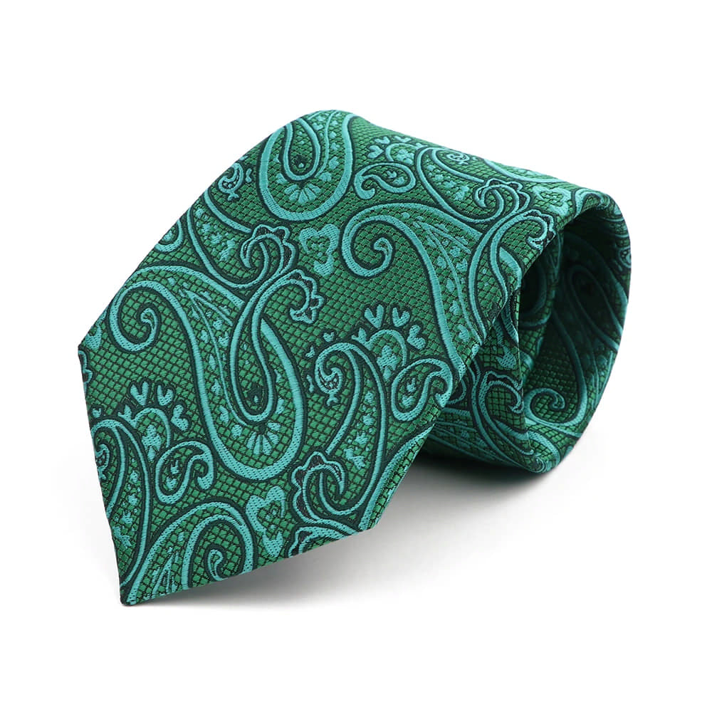 Green Teal Paisley Necktie