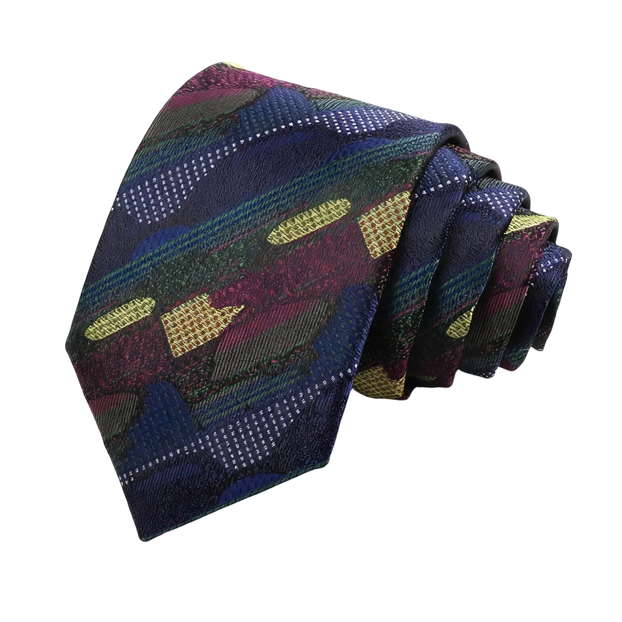 Navy Blue Yellow Geometric Necktie
