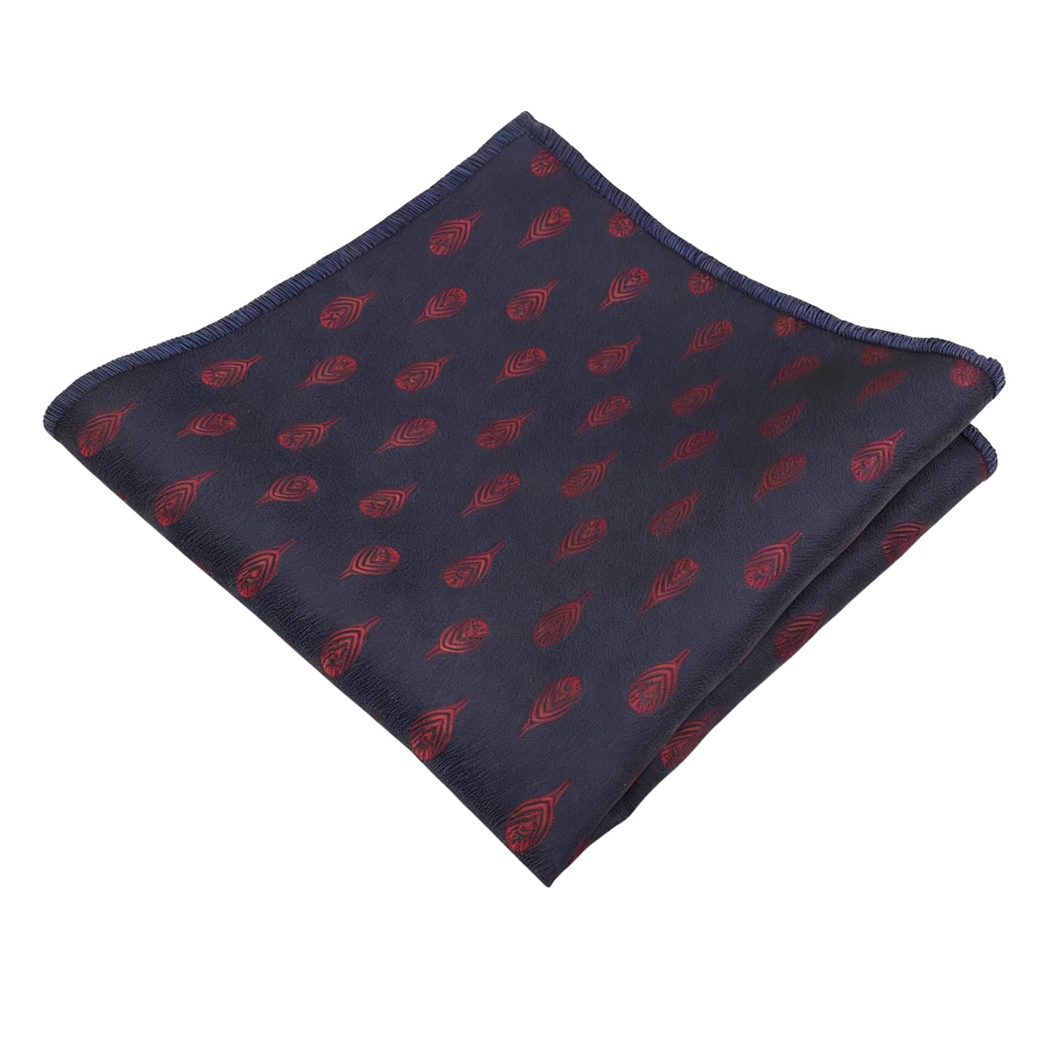 Navy Blue Red Paisley Pocket Square
