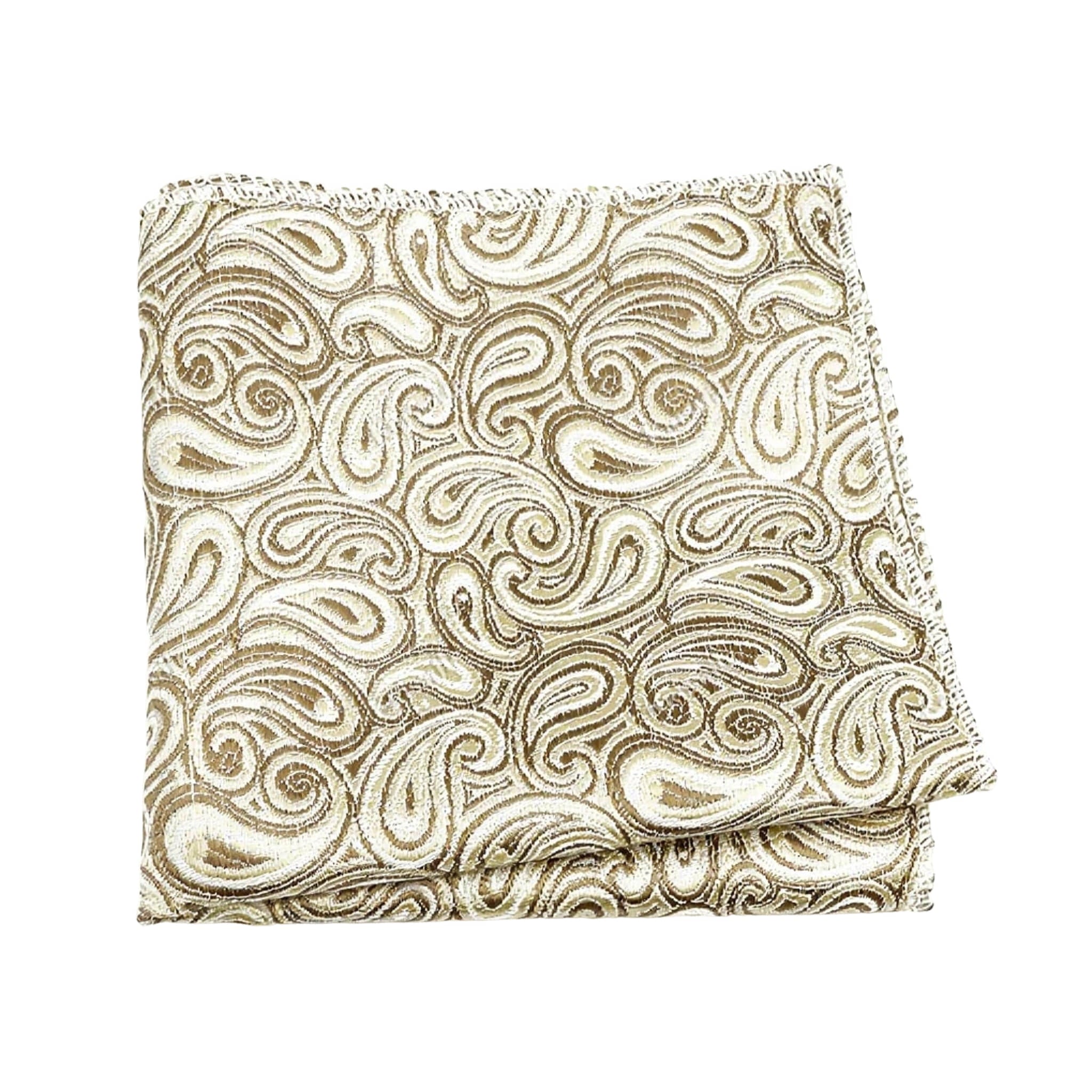 Beige Brown Paisley Pocket Square
