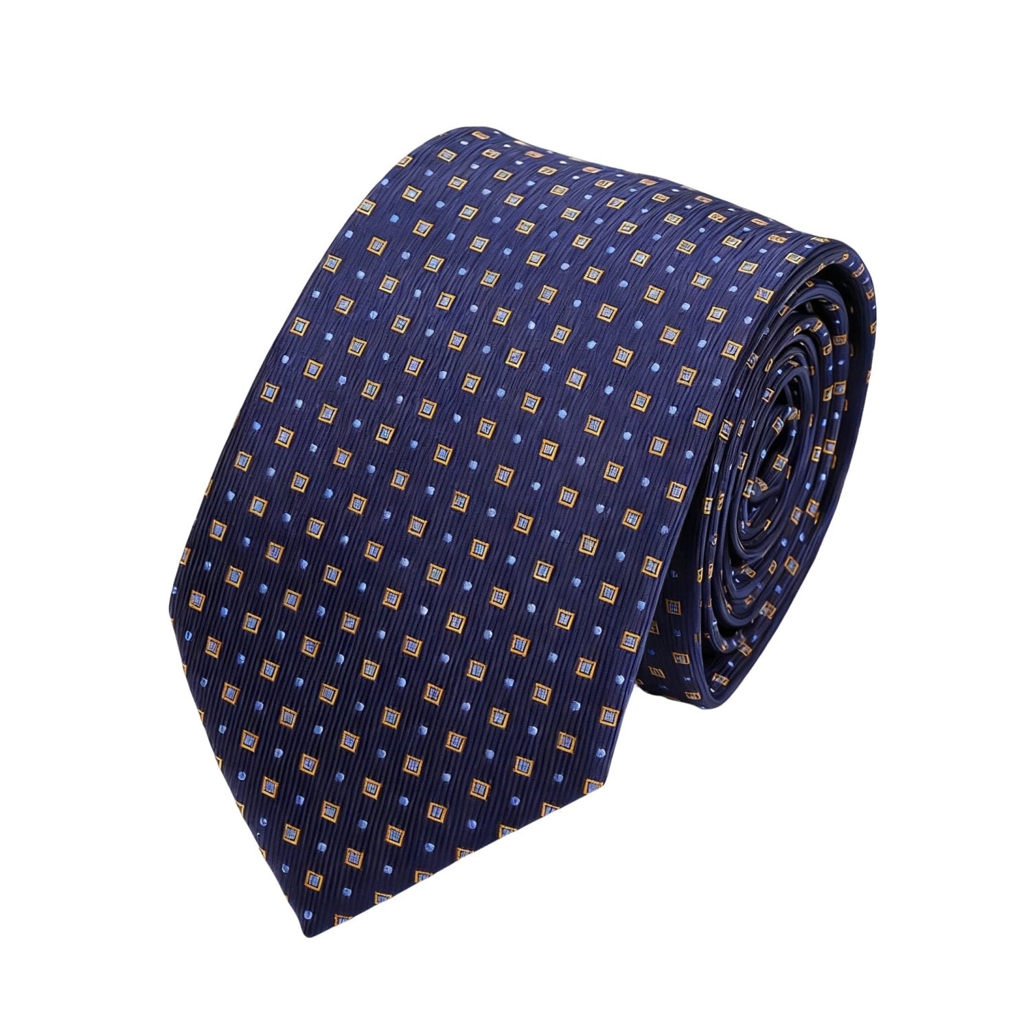 Navy Blue With Gold Square Dot Necktie
