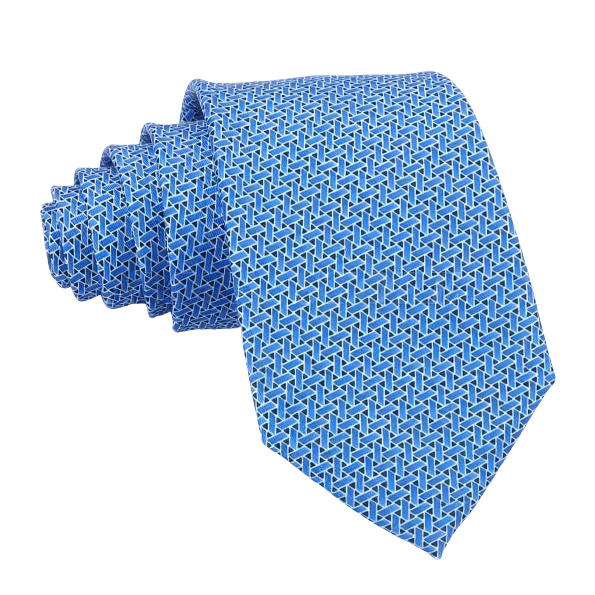 Blue Black Geometric Necktie