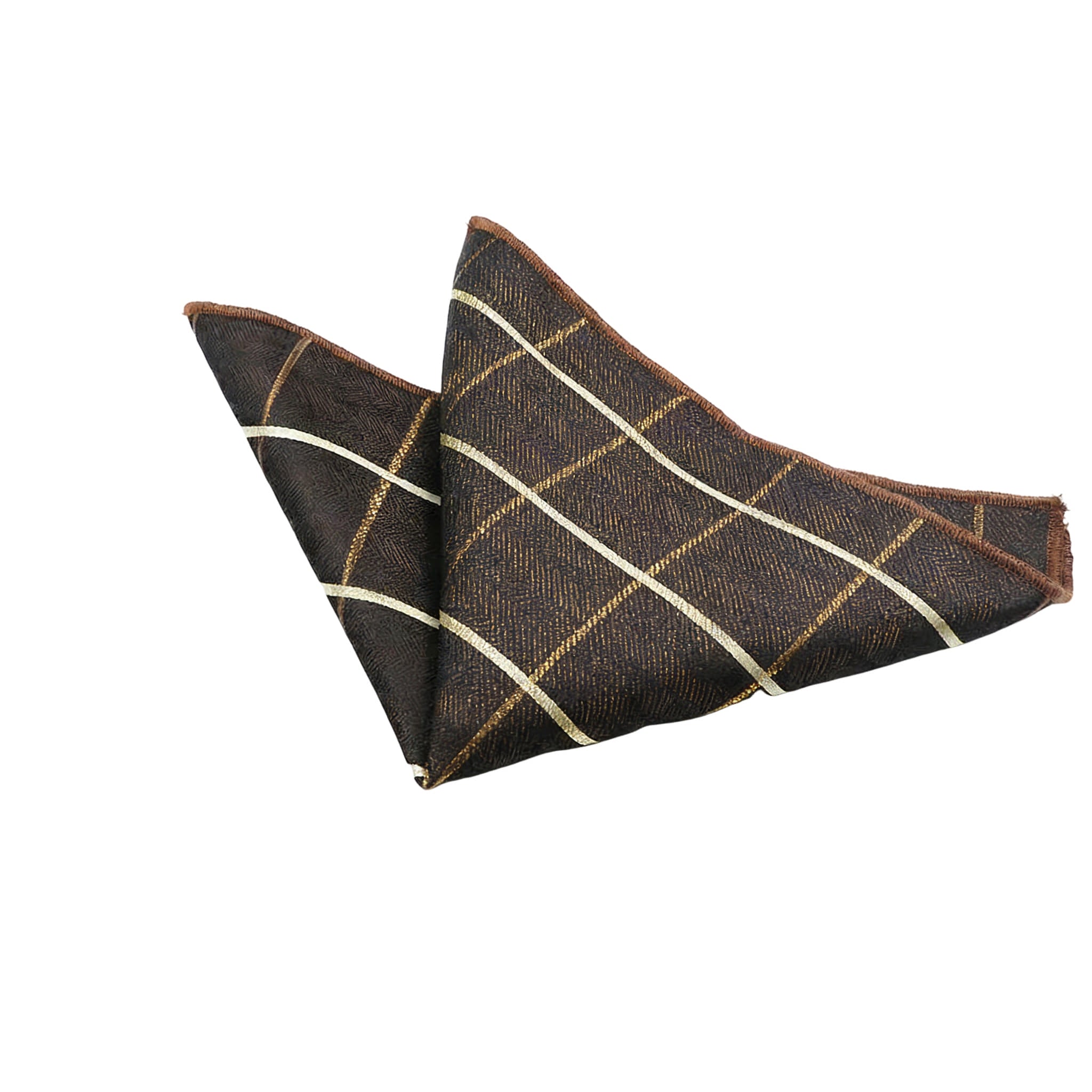 Brown White Plaid Pocket Square