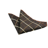 Brown White Plaid Pocket Square