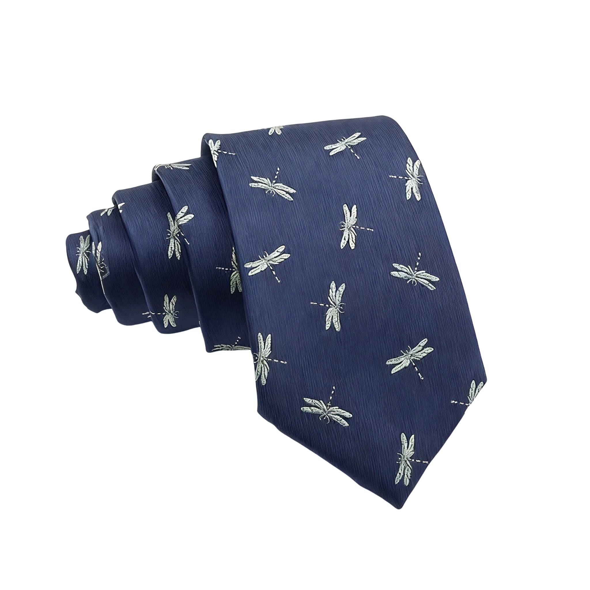 Navy Blue White Dragonfly Necktie