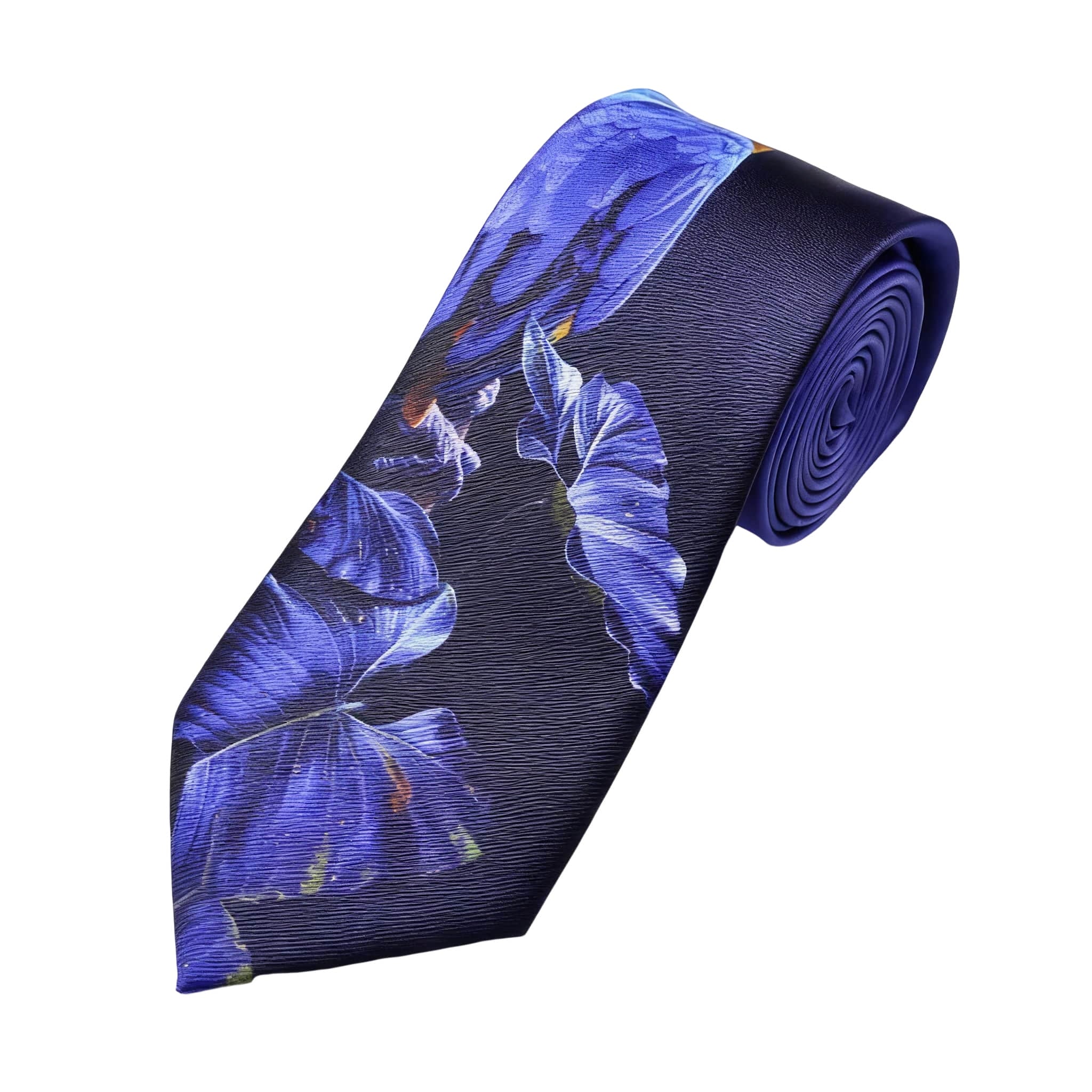 Black Blue Floral Necktie