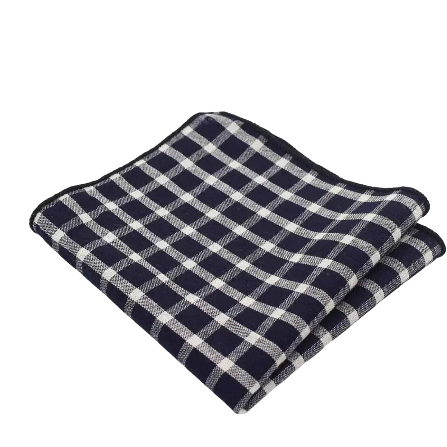 Navy Blue With White Checkered Pattern Pocket Square