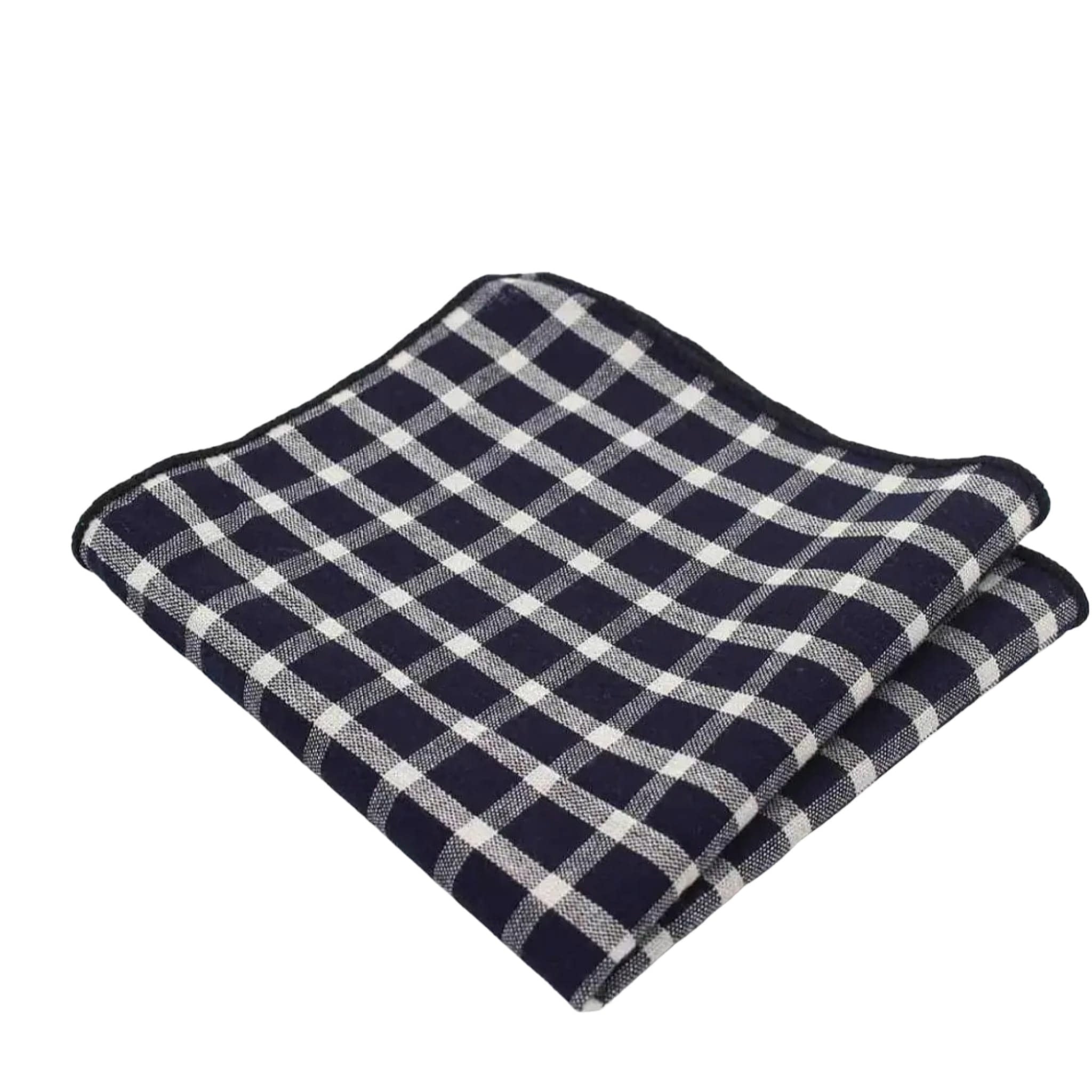 Navy White Check Pocket Square