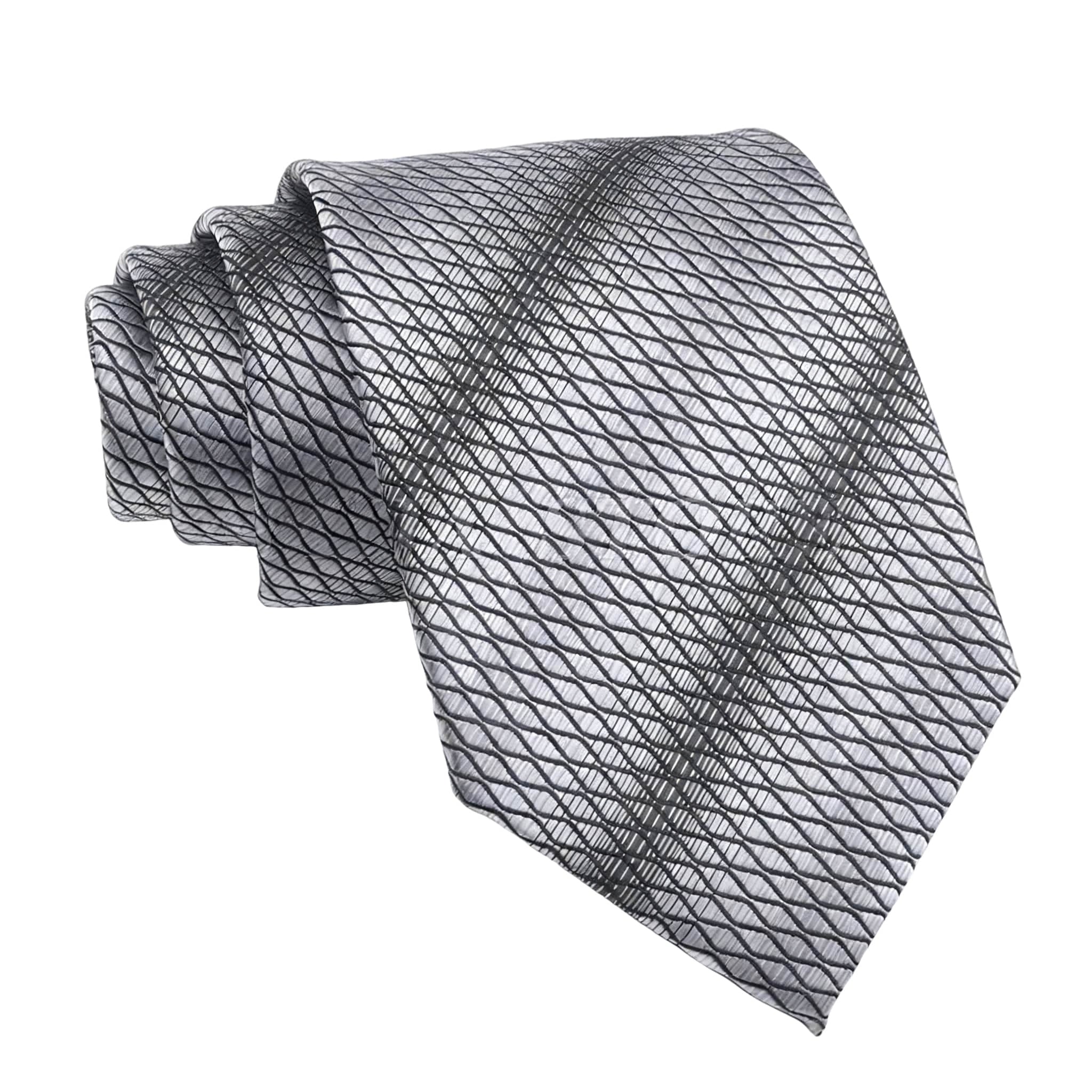 Silver Black Geometric Necktie