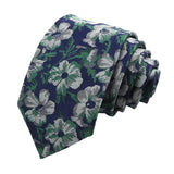 Navy Blue Green Floral Necktie