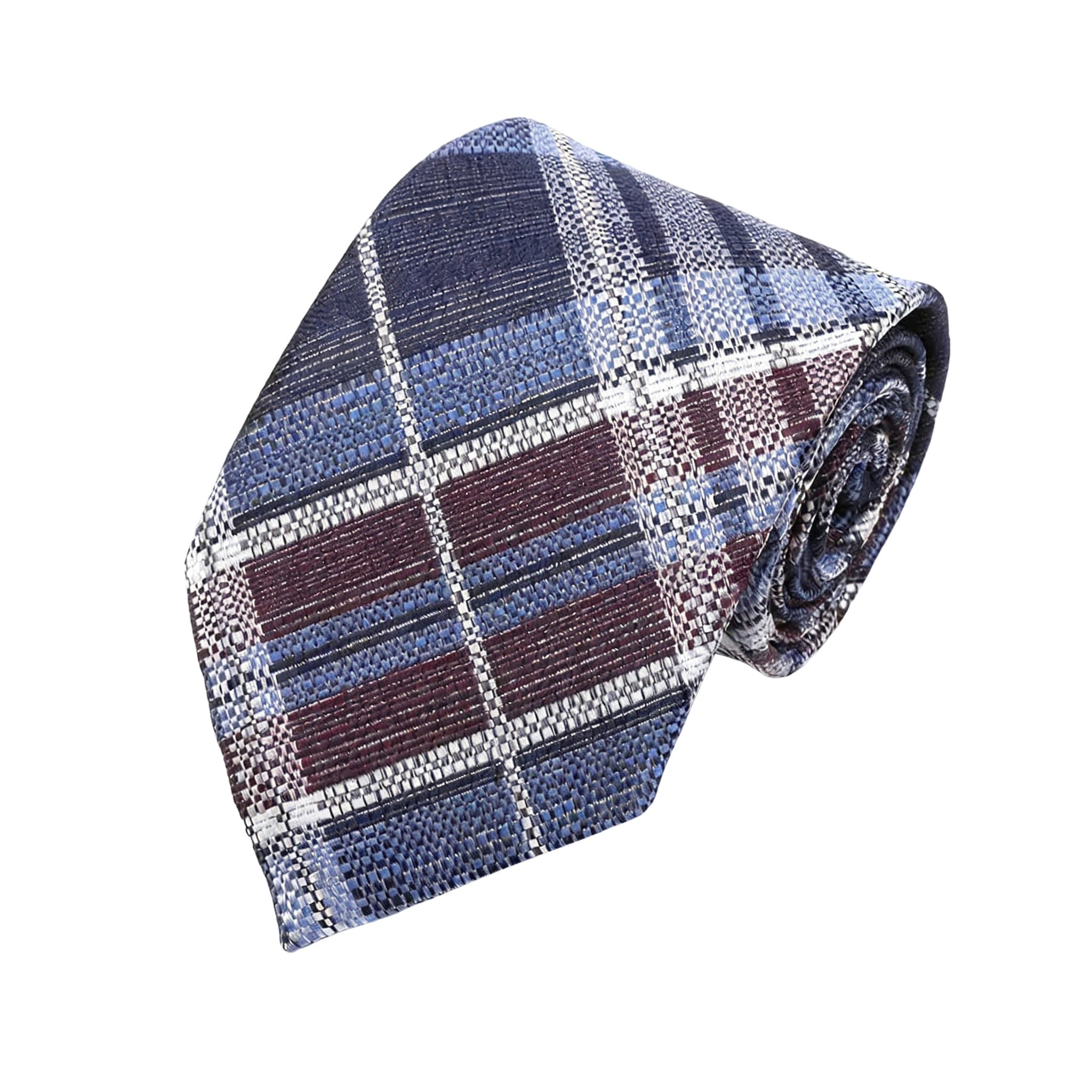 Blue With Burgundy Plaid Necktie