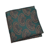 Green Brown Paisley Pocket Square
