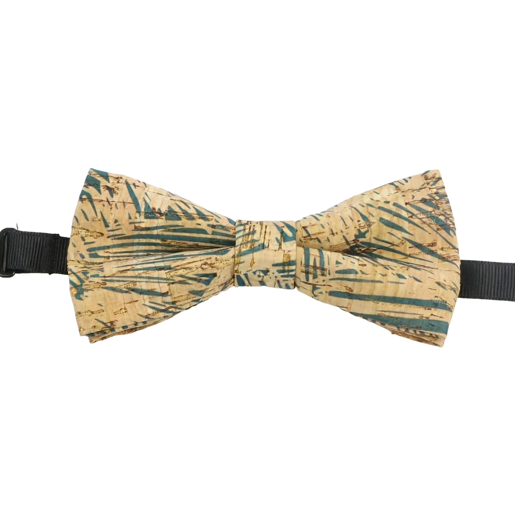 Beige Green Striped Bowtie