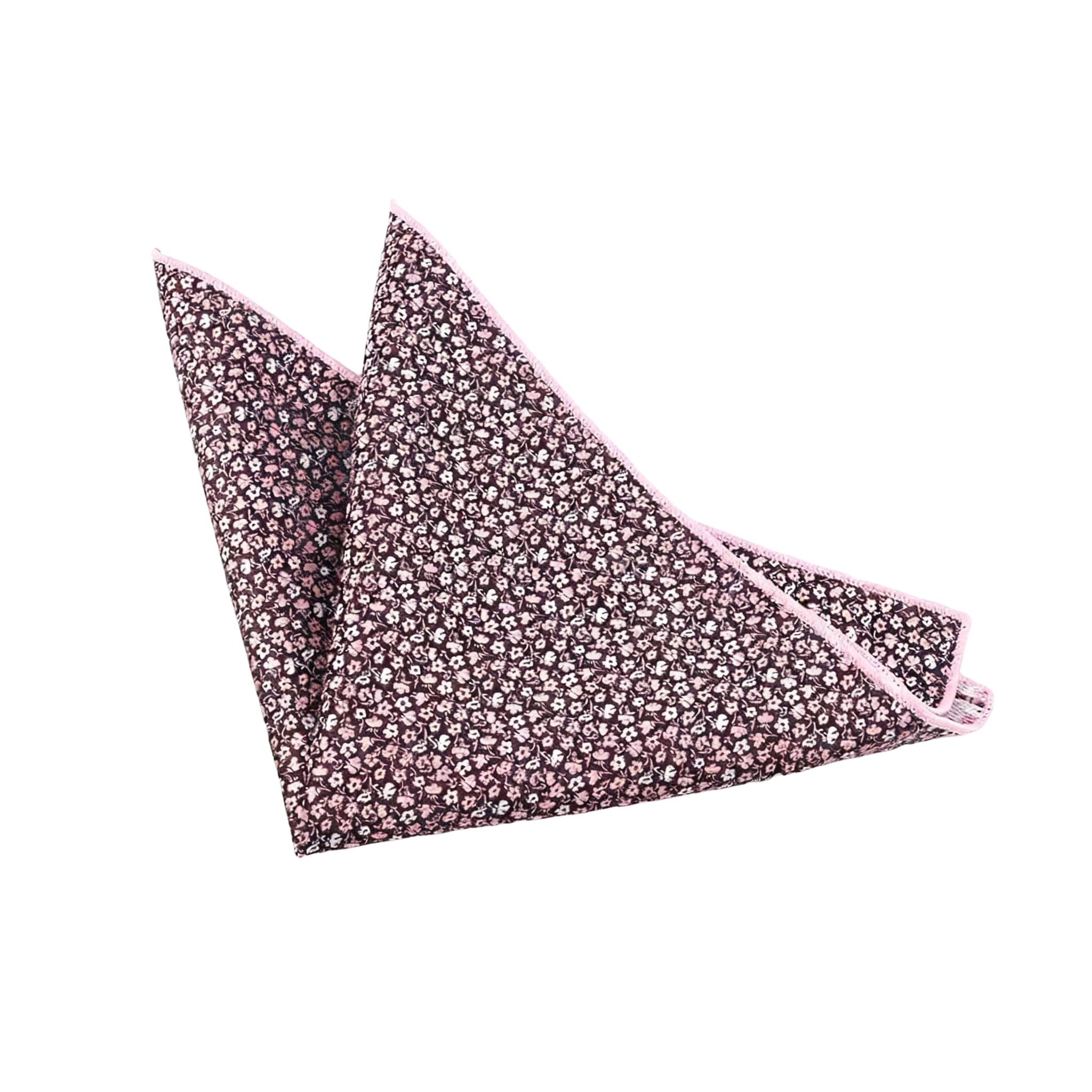 Black Pink Floral Pocket Square
