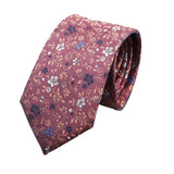 Burgundy White Floral Necktie